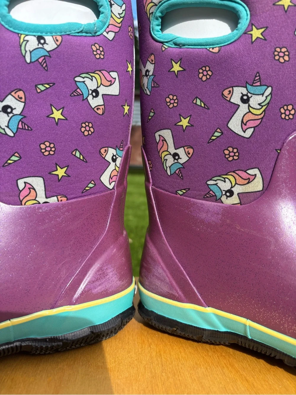 Kids Bog Insulated Rain Boots- Purple Unicorn - Size 4